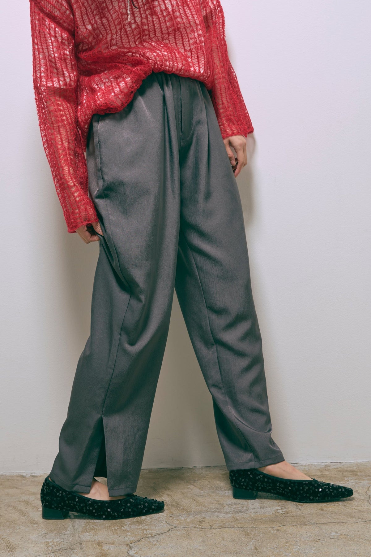 Satin Slit Pants チャコール size:1 model:170cm ANDO
