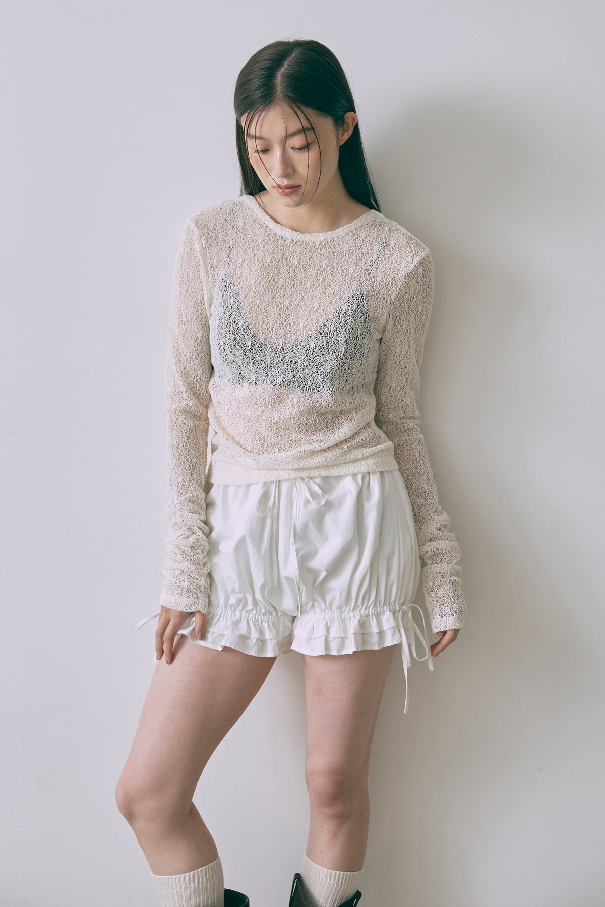 Mesh Lace Open Back Top