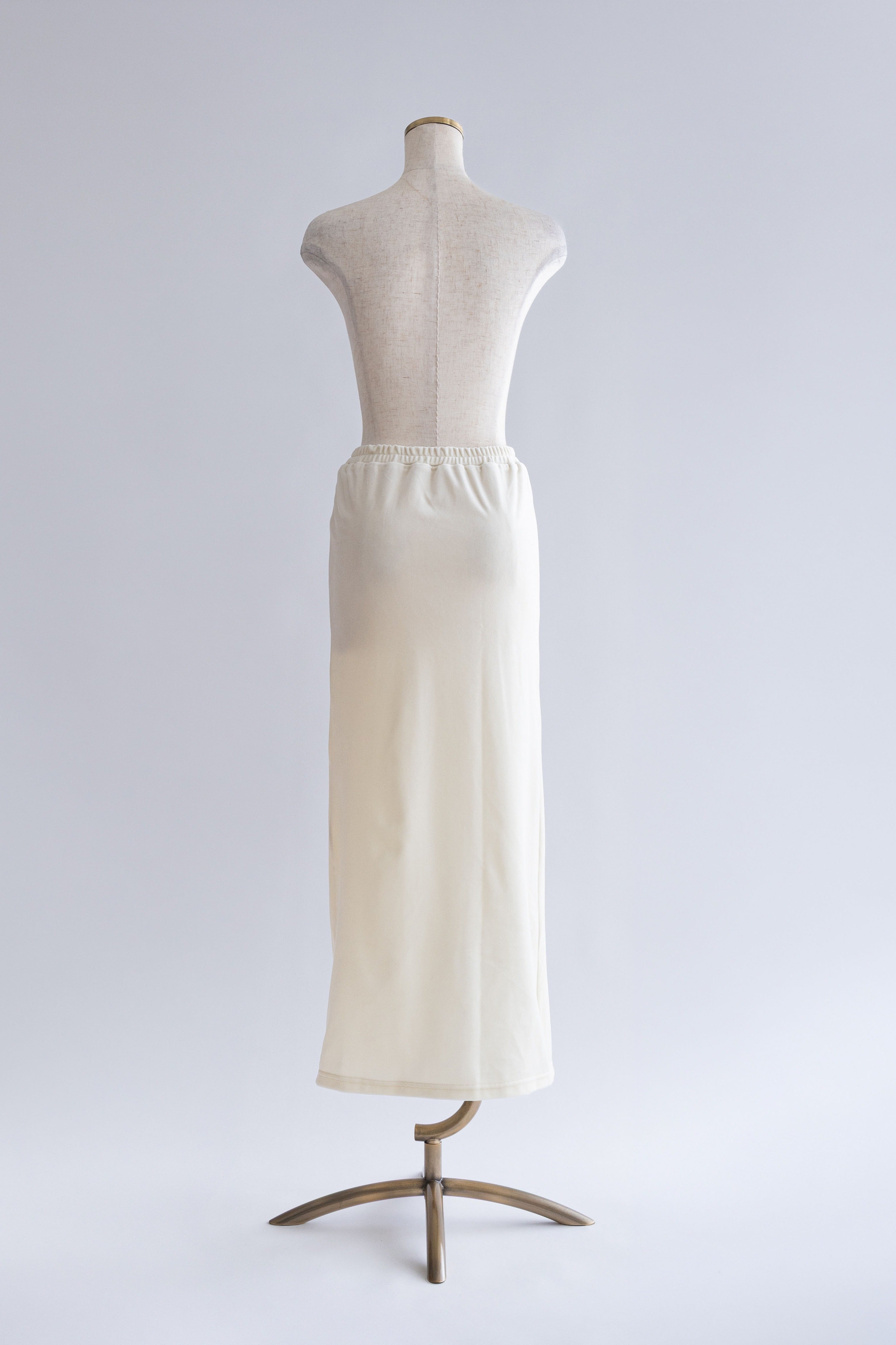 Velour Snap-Detail I-Line Skirt