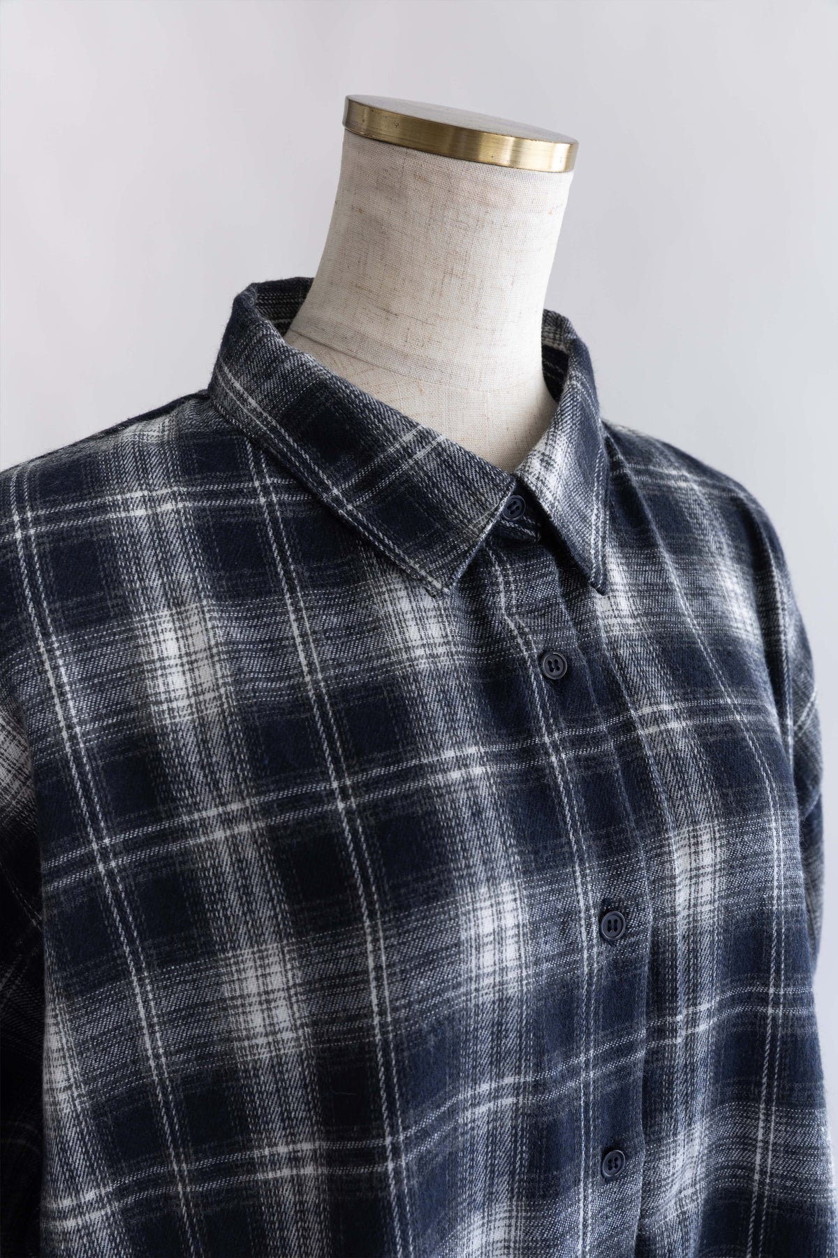 Layered Stole Flannel Shirt ネイビー
