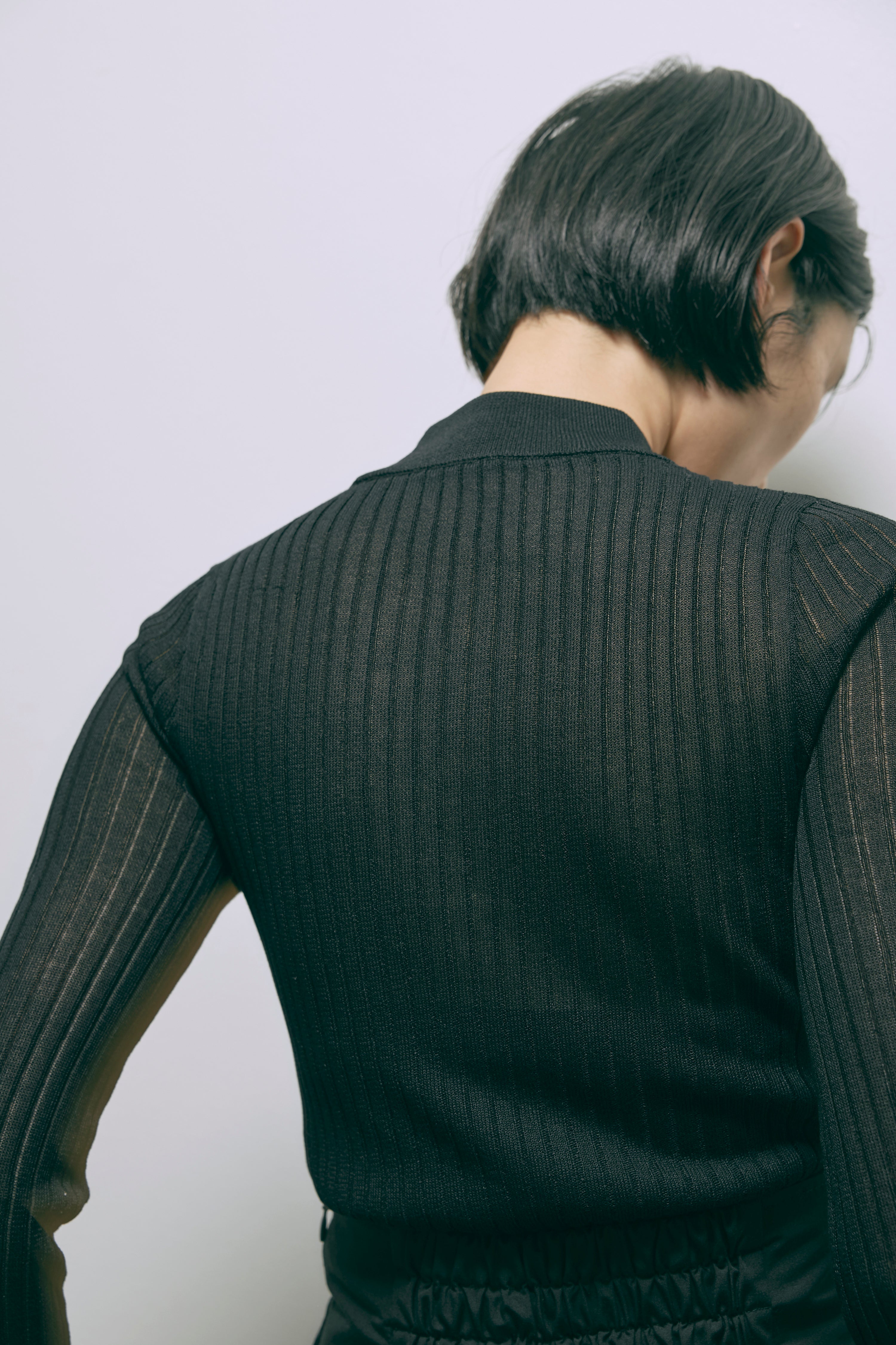 Bottleneck Sheer Rib Knit