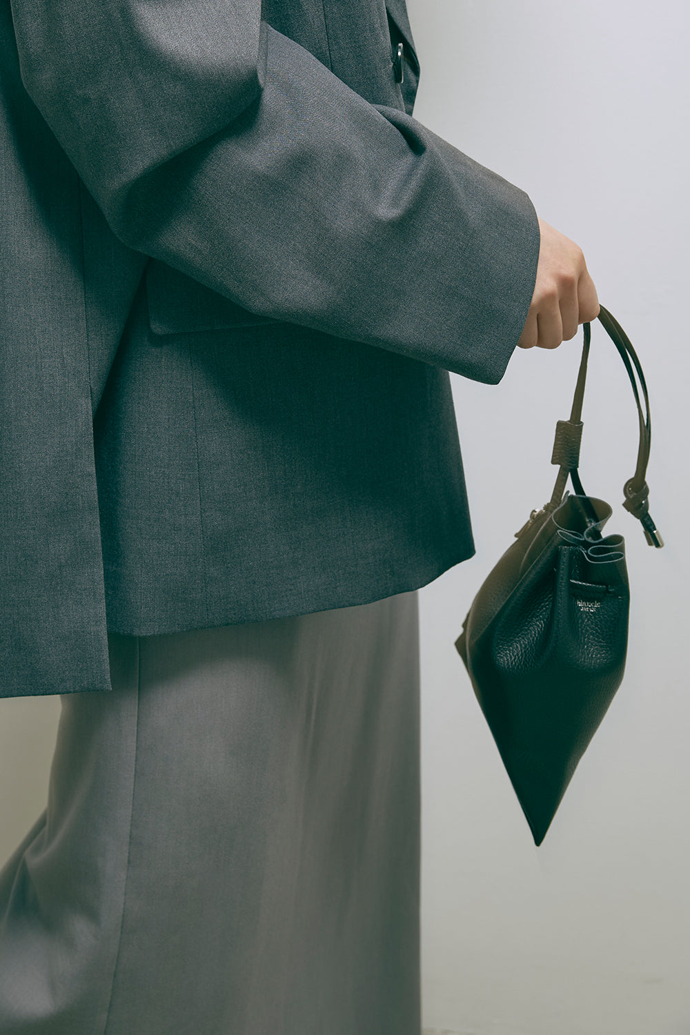 Leather Zip Drawstring Bag