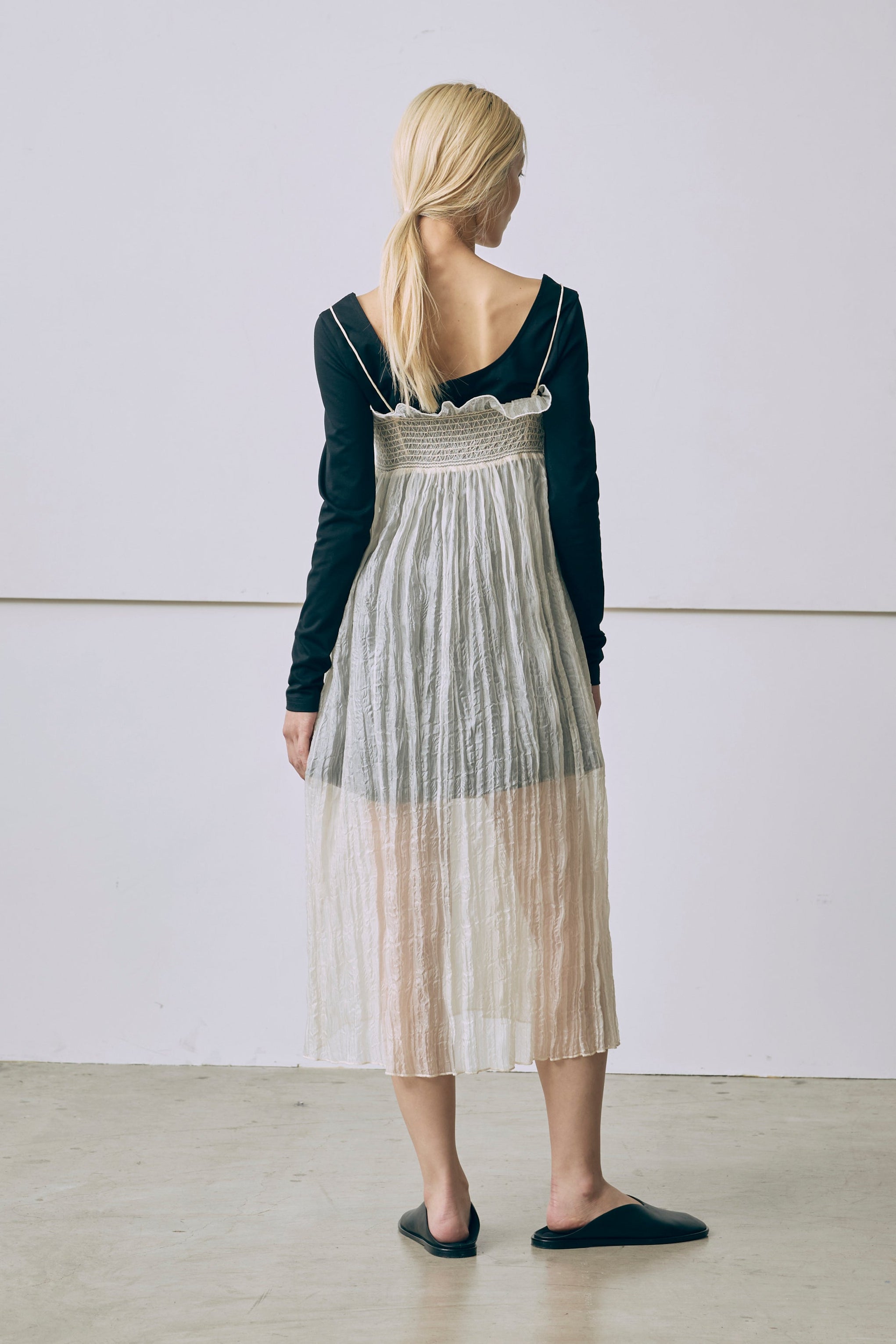 2Way Sheer Crinkled Skirt Dress