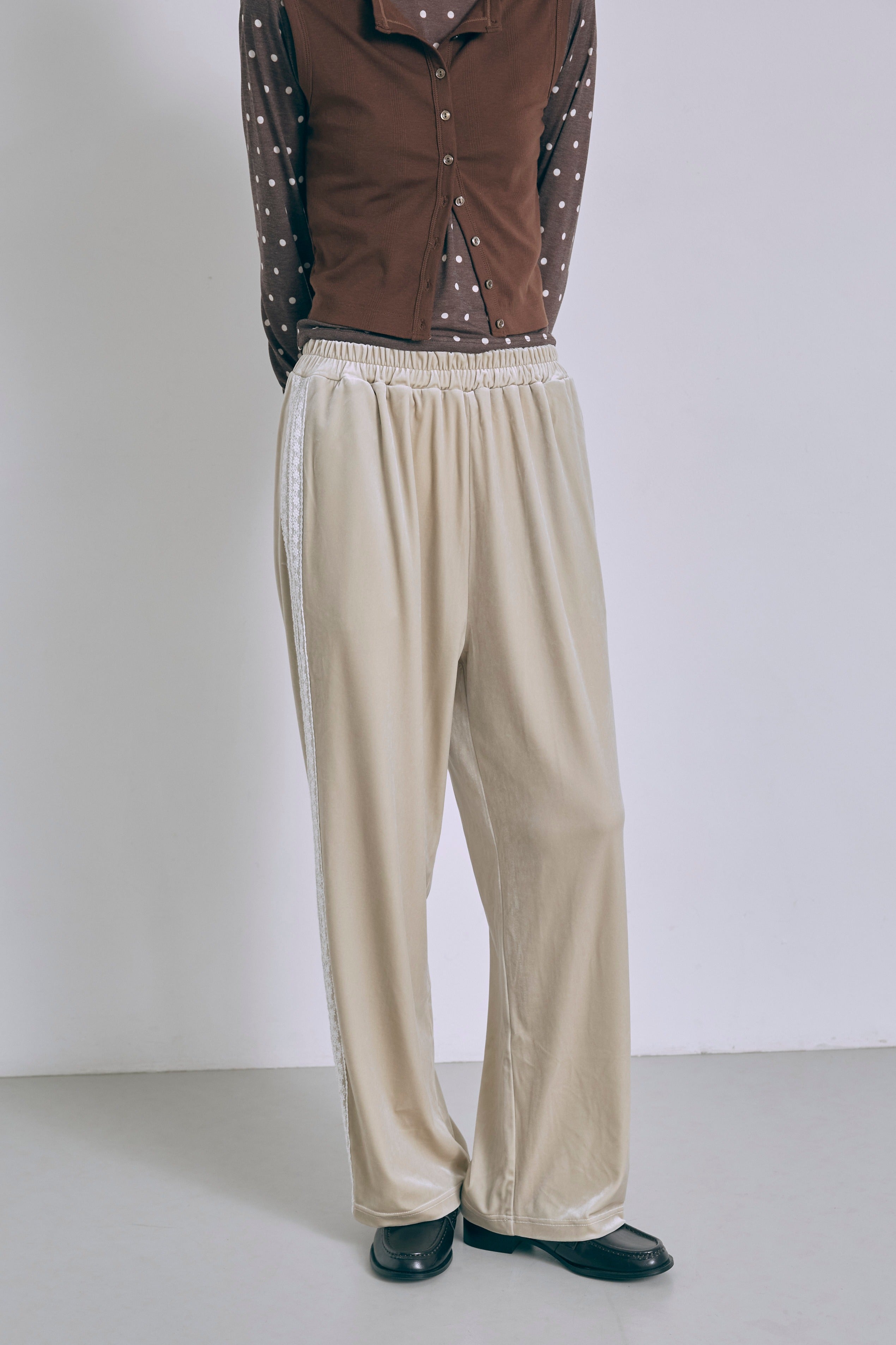 Side Lace Velour Easy Pants ライトベージュ size:1 model:175cm SENPING
