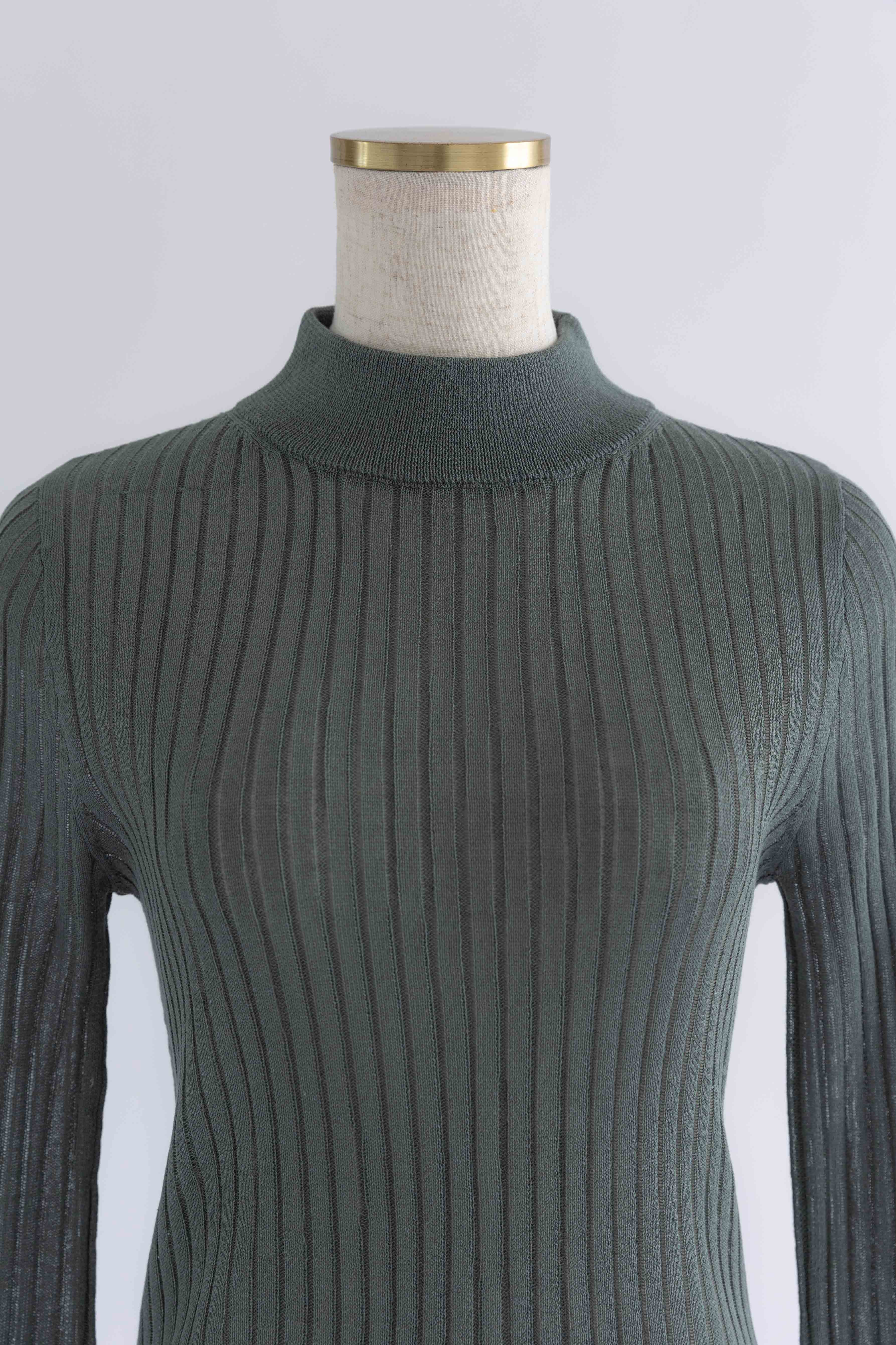 Bottleneck Sheer Rib Knit