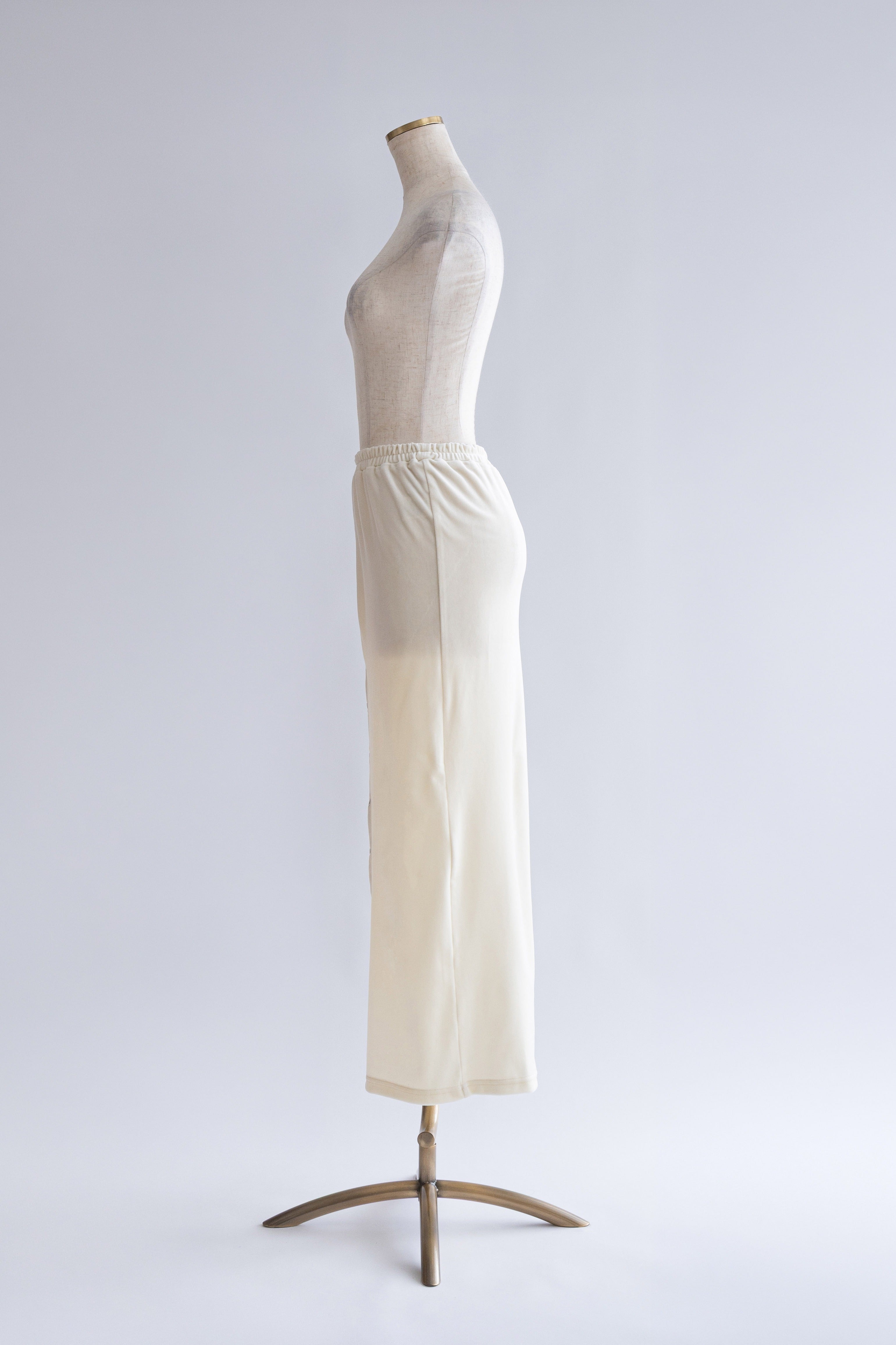 Velour Snap-Detail I-Line Skirt