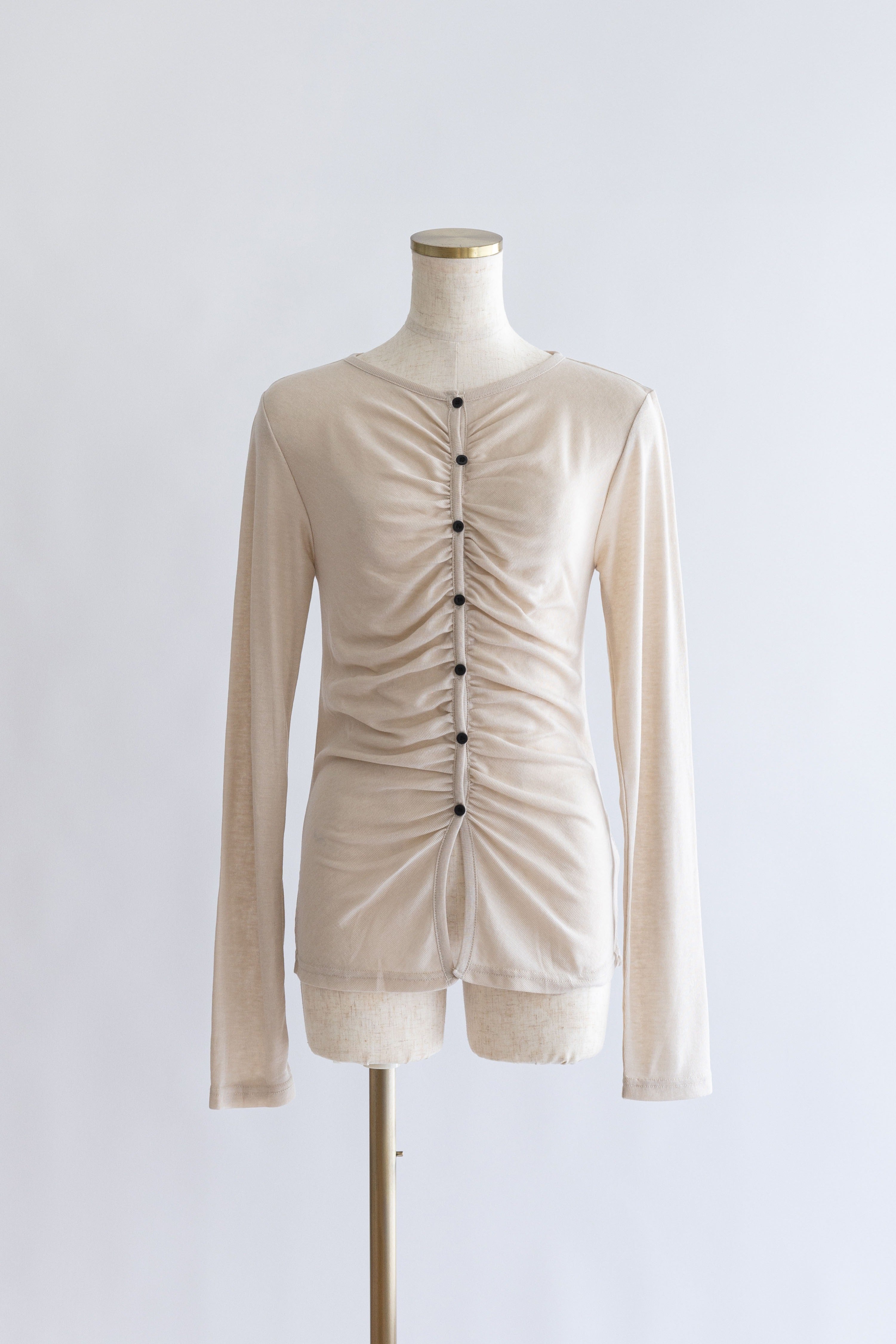 Soft Sheer Gathered Cardigan ライトベージュ