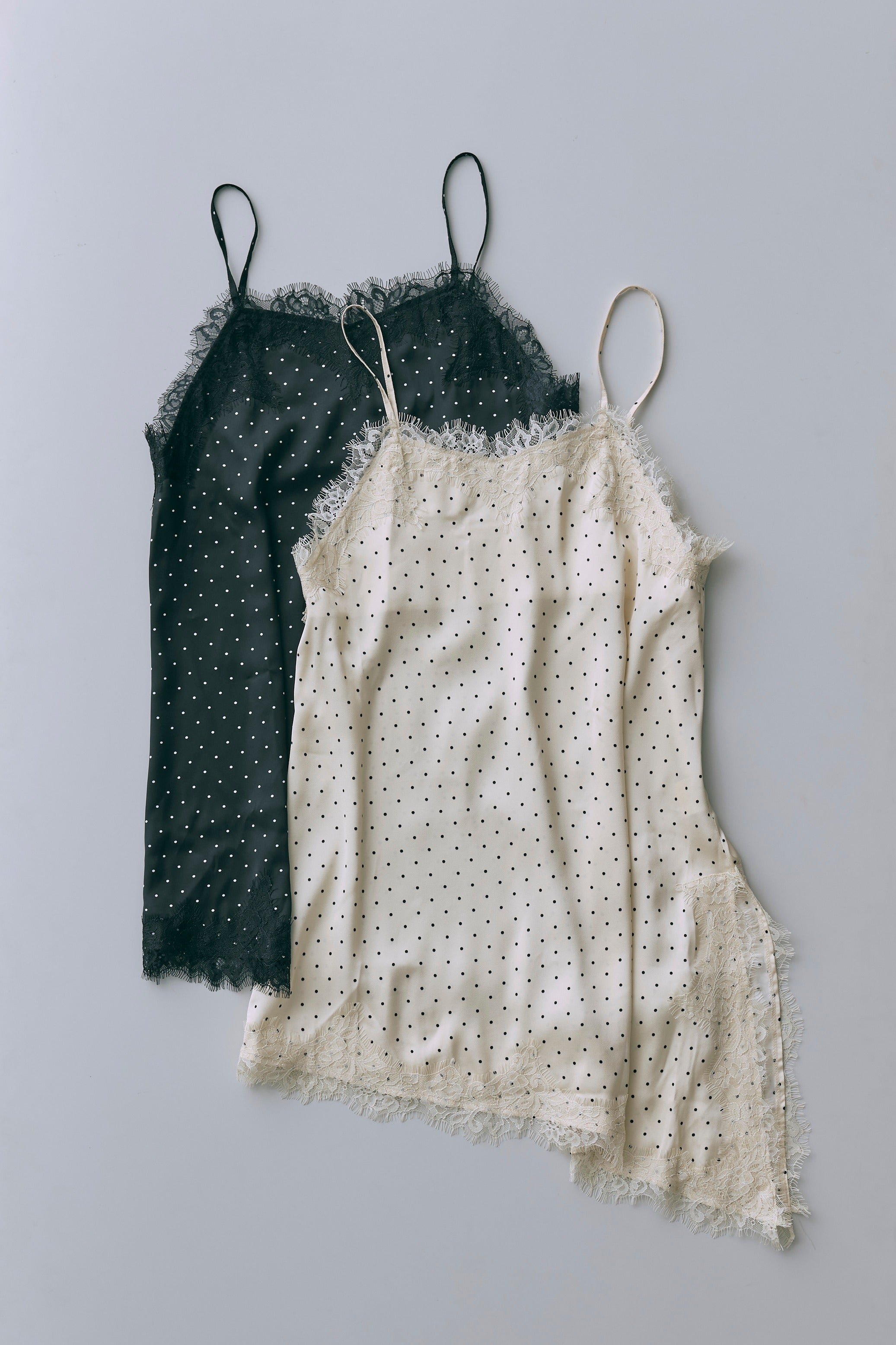 Polka Dot Satin Lace Cami Dress