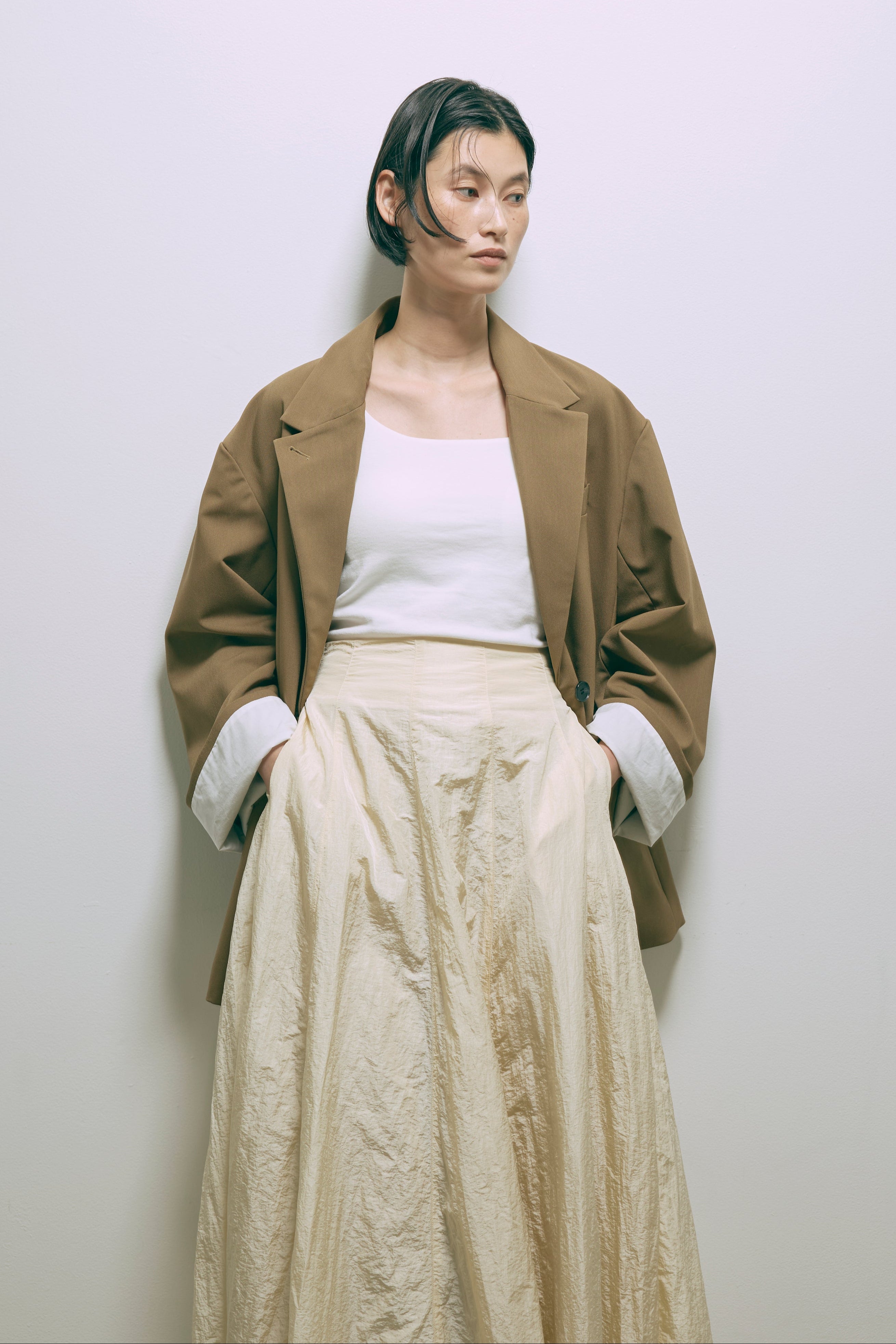 Nylon Taffeta Flared Skirt