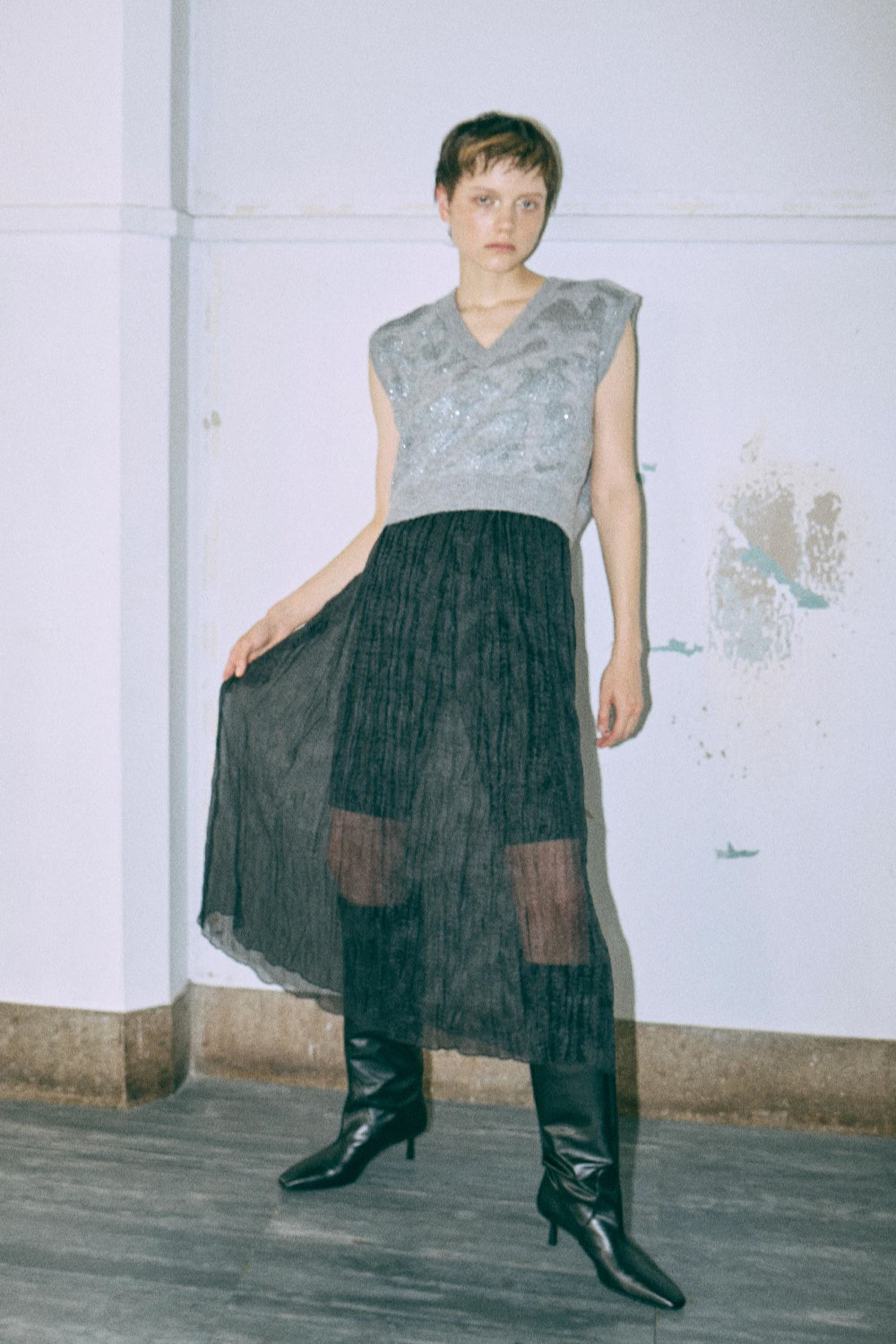 着用カラー:杢グレー モデル身長:178cm