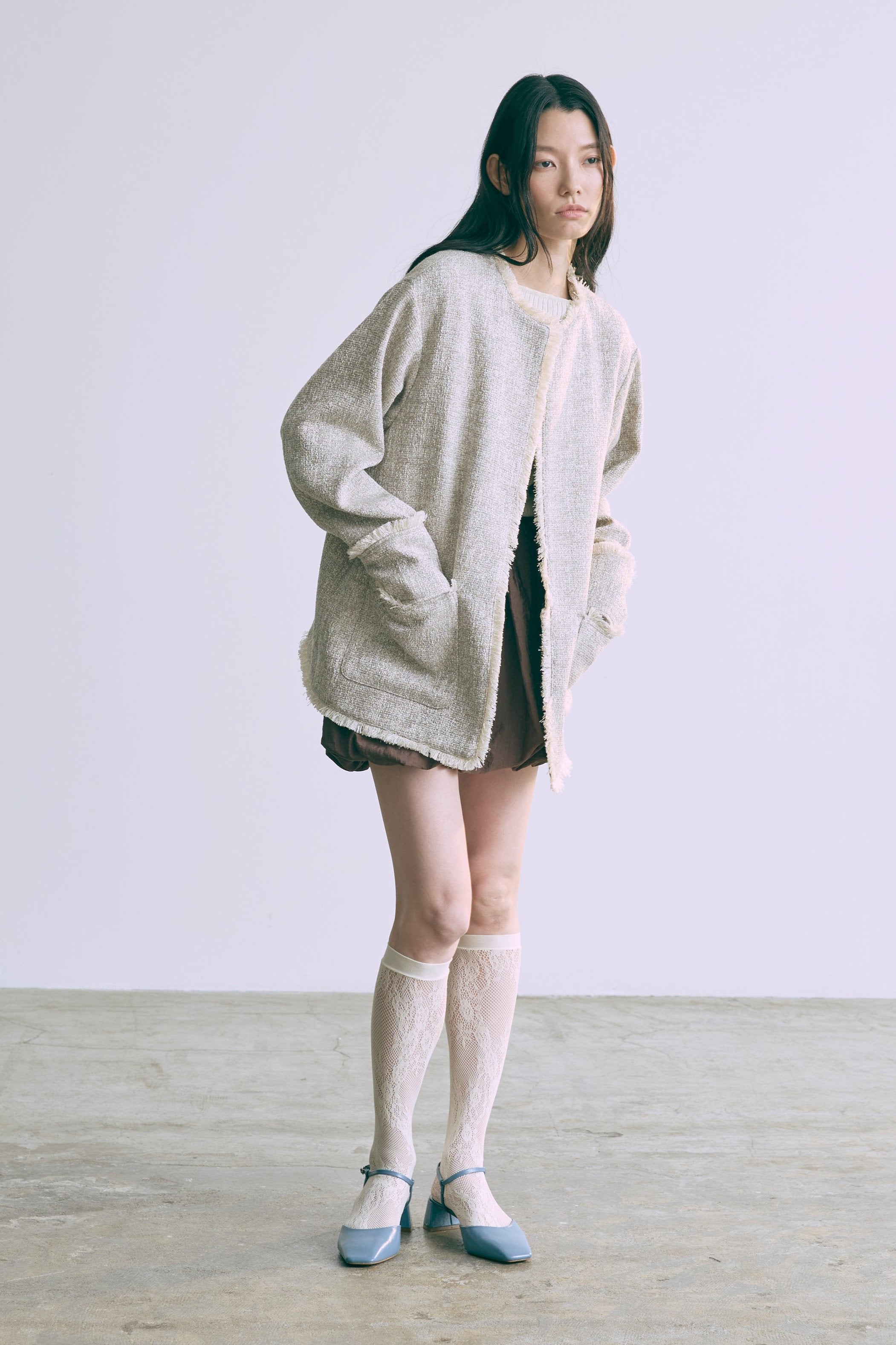 【新品未使用タグ付き】JUST A NOON レイヤードジャケット ブルー ☆NEW☆ シャツレイヤード風ジャケット color BLU/PNK size FREE price
