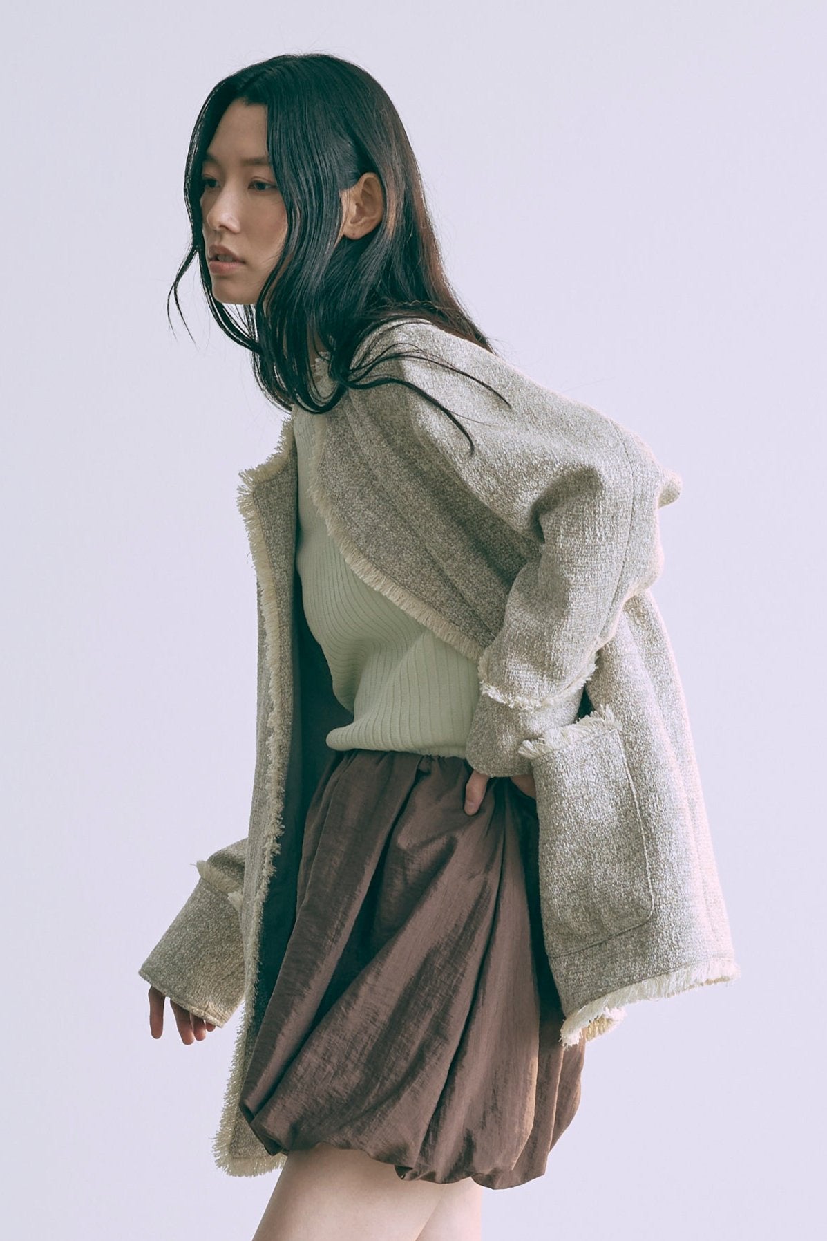 ご売約ずみです。新品タグ付Bubbly Tweed ツイードプルオーバー Set Up】Tweed Oversized Jacket – EN NEUME