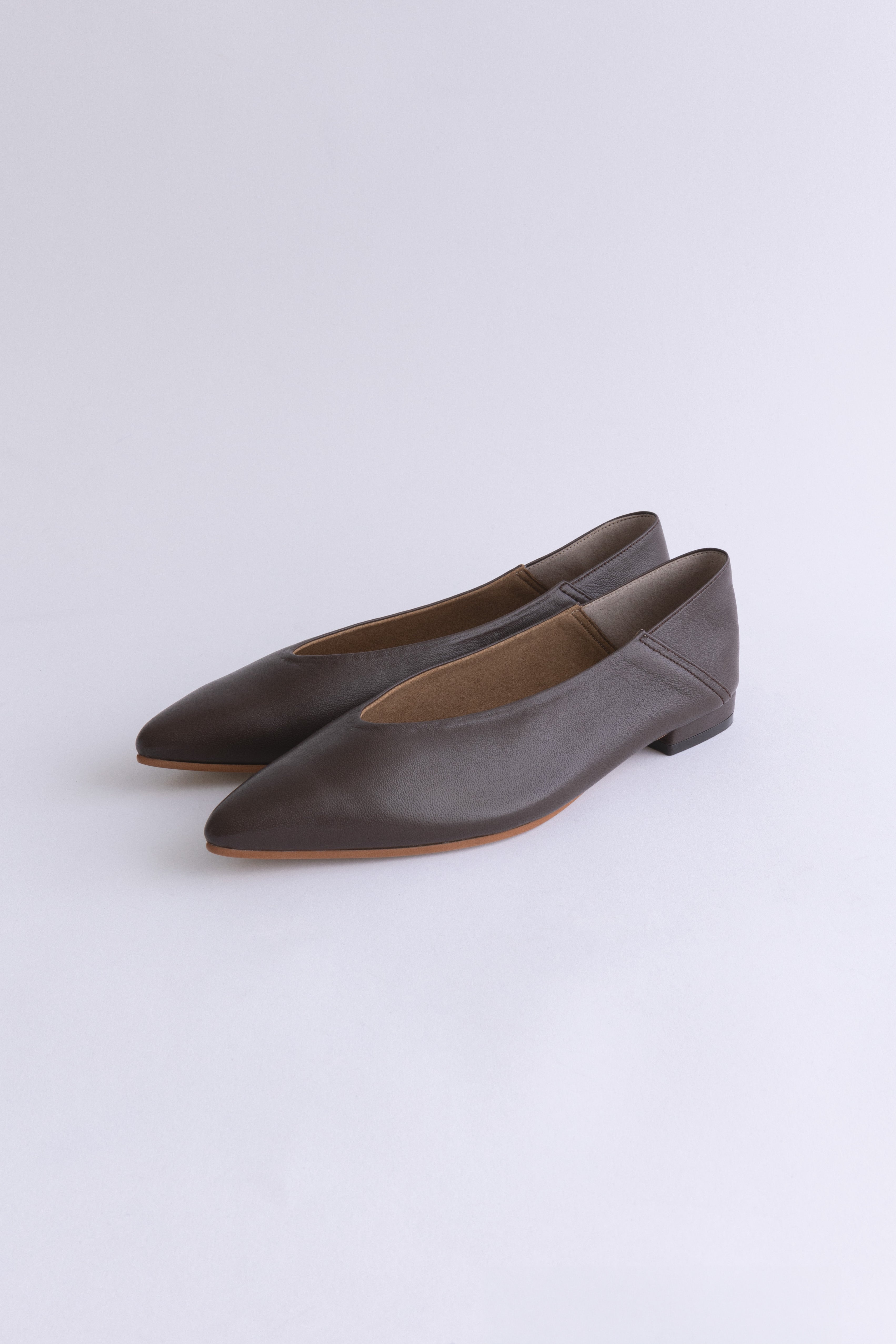 2way Pointed Toe Flat Shoes ダークブラウン