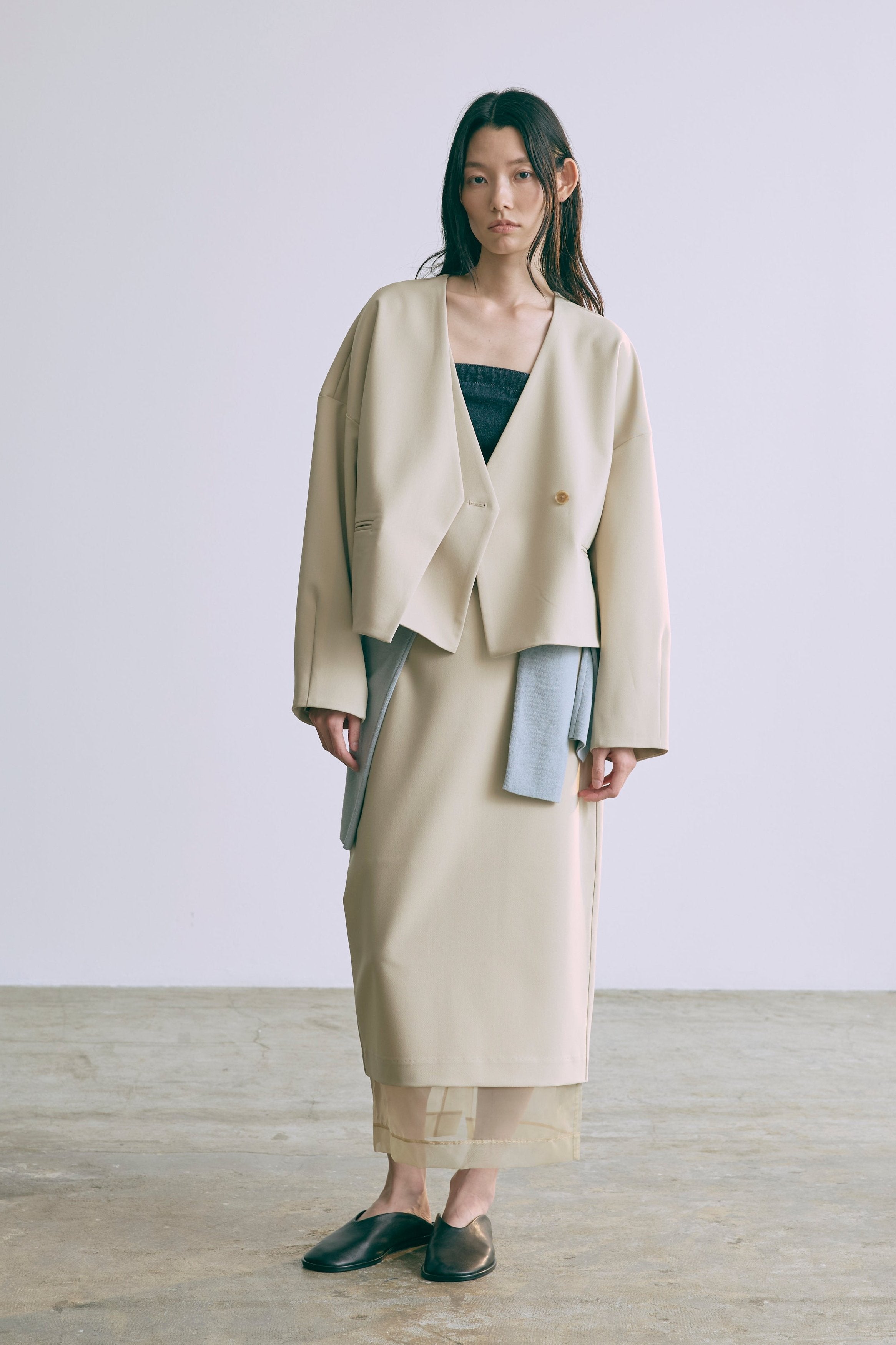 Set Up】Layered Collarless Jacket – EN NEUME
