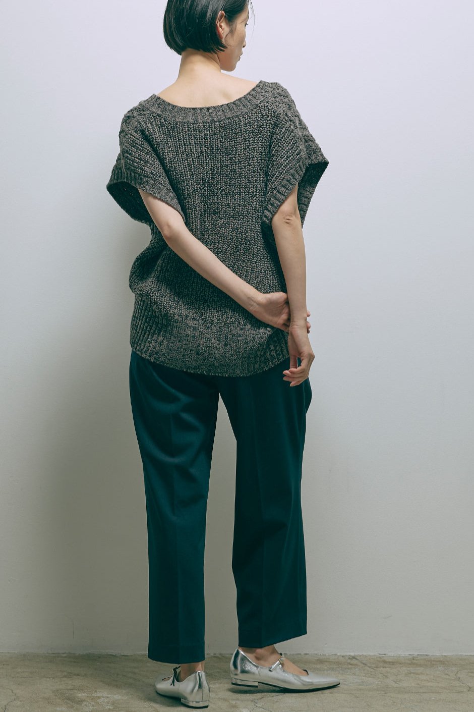 Belted Tuck Wide Pants ネイビー