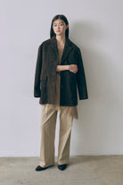Wide Tuck Pants ベージュ size:モデルサイズ model:171cm YUUMIKO