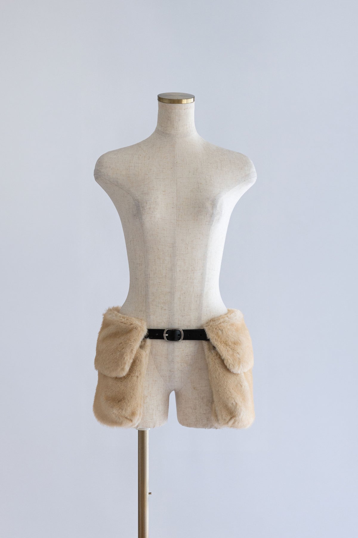 Faux Fur Pocket Belt イエローベージュ