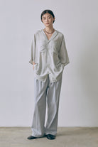 Wide Tuck Pants サックス size:モデルサイズ model:171cm YUUMIKO