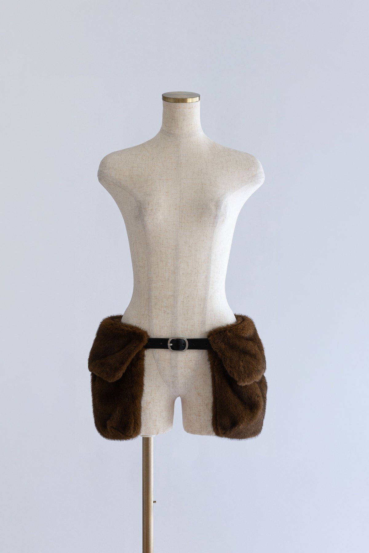 Faux Fur Pocket Belt ブラウン