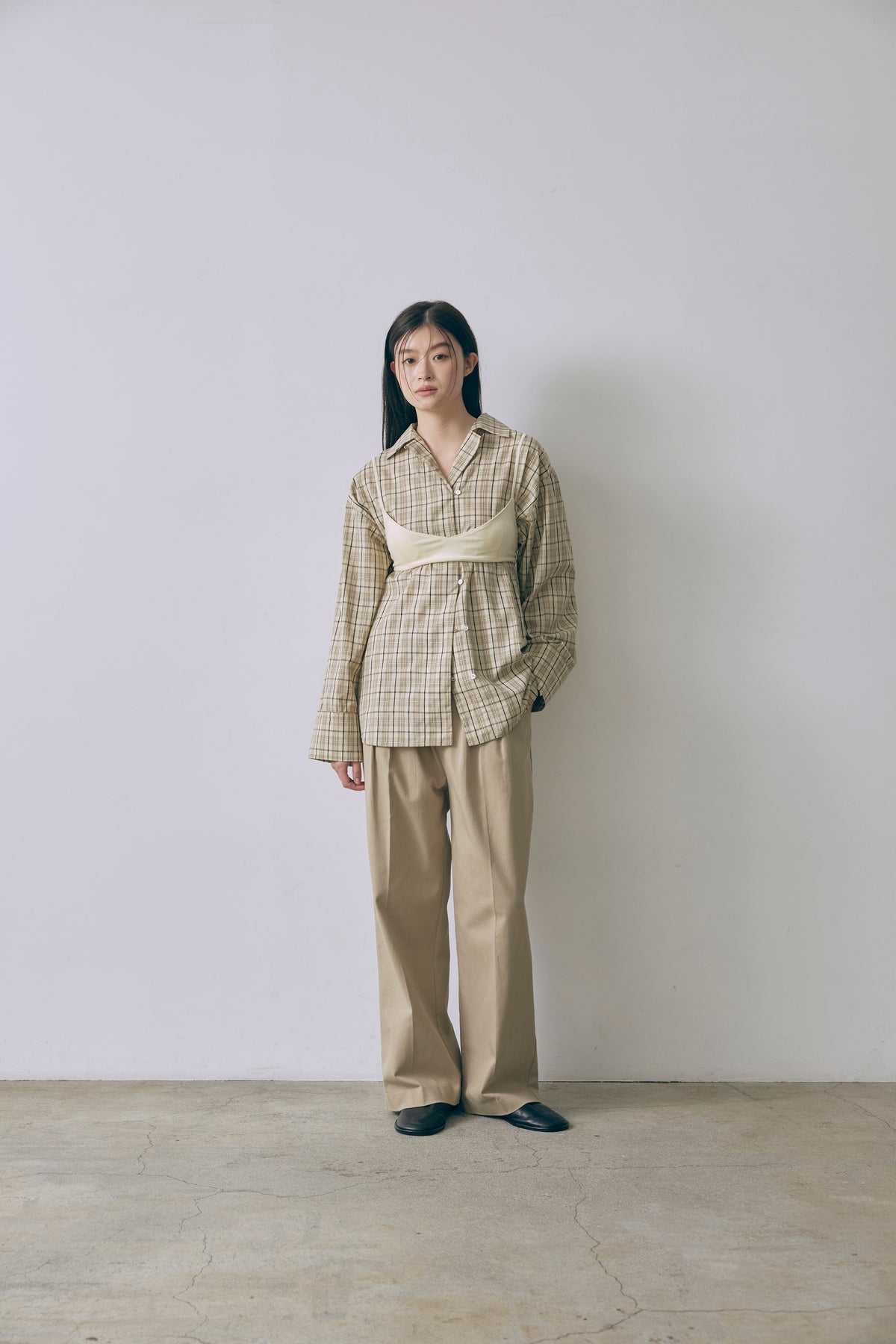 Satin Piping Checked Pajama Shirt