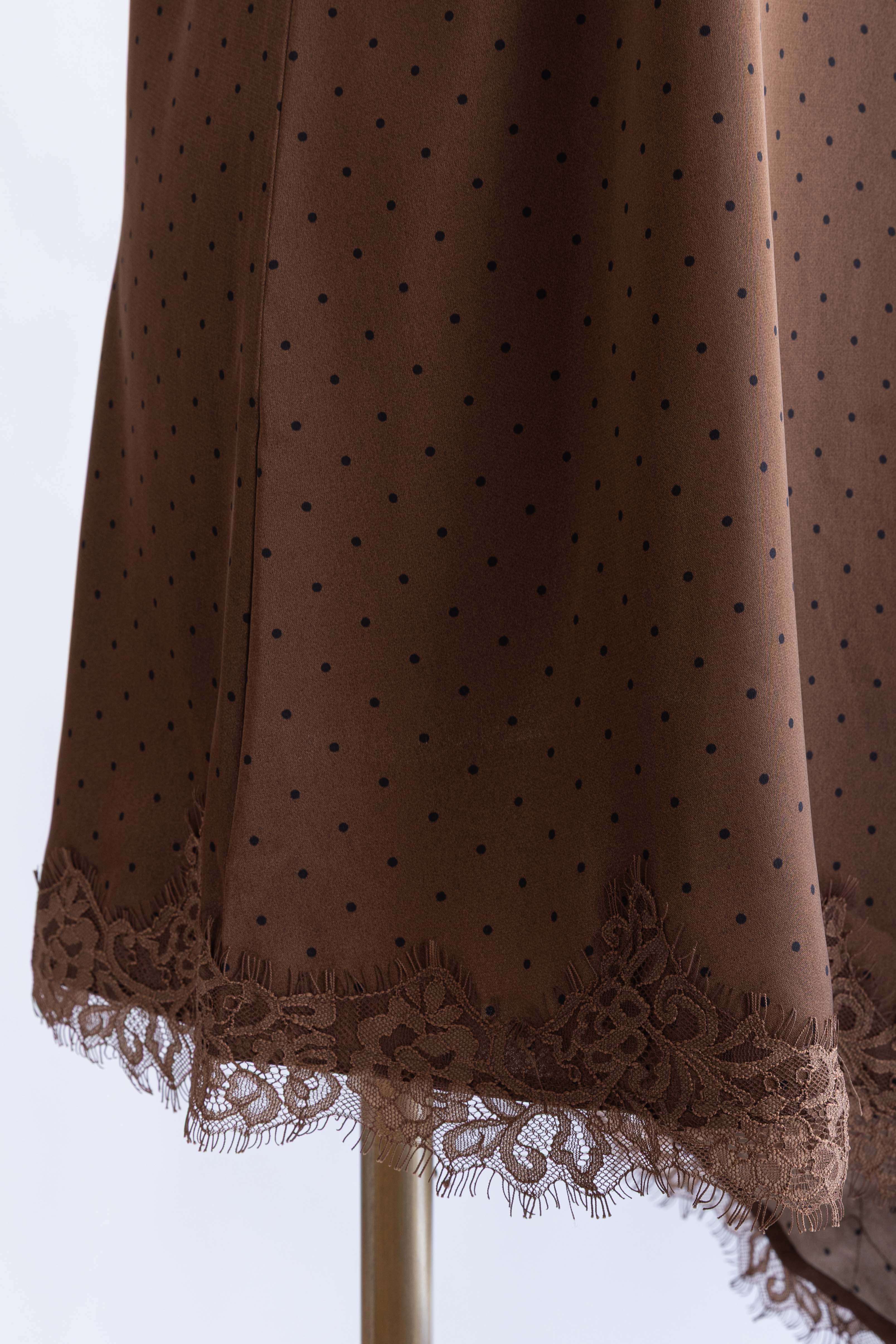Polka Dot Satin Lace Cami Dress