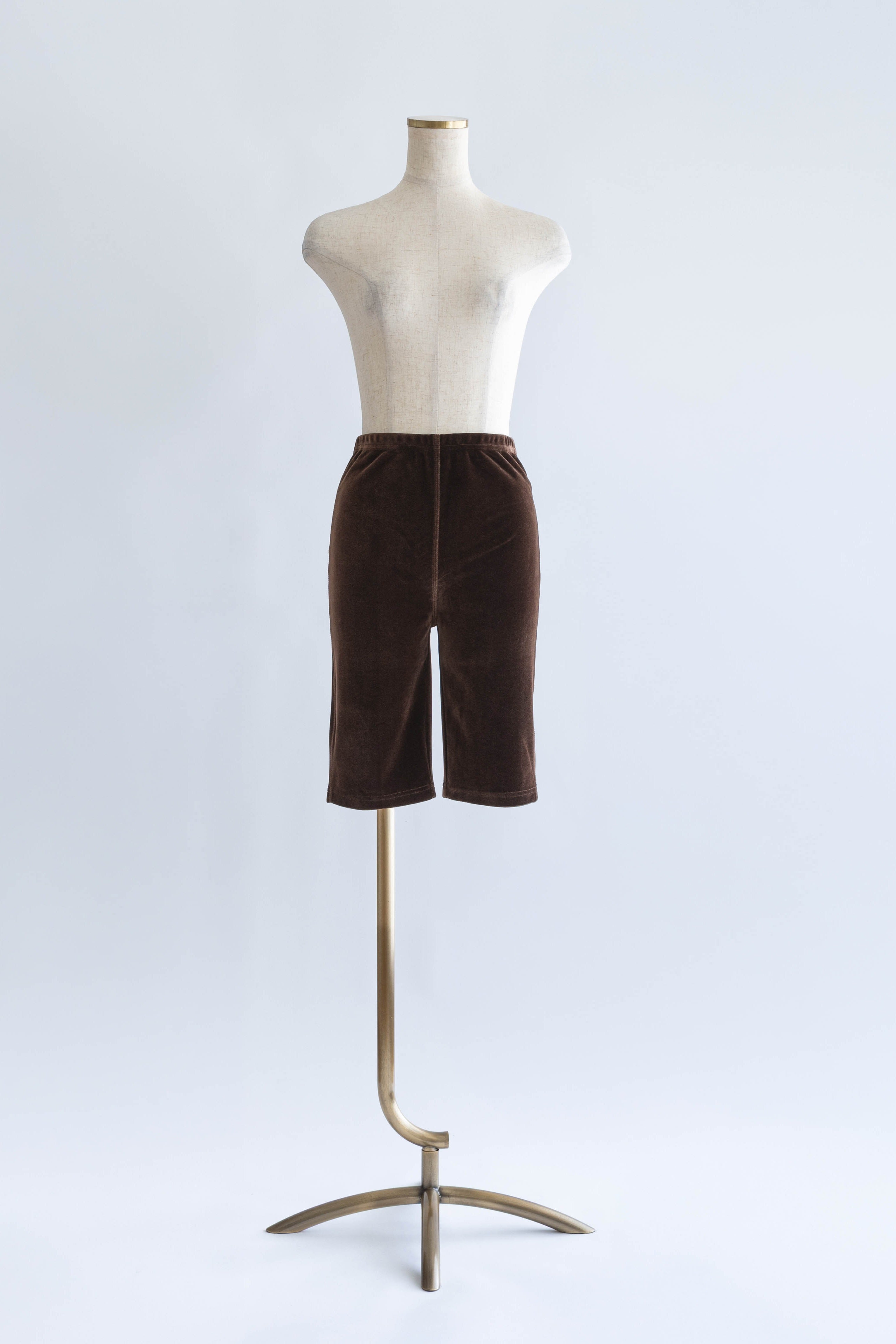 Velour Slim-Fit Biker Leggings ダークブラウン