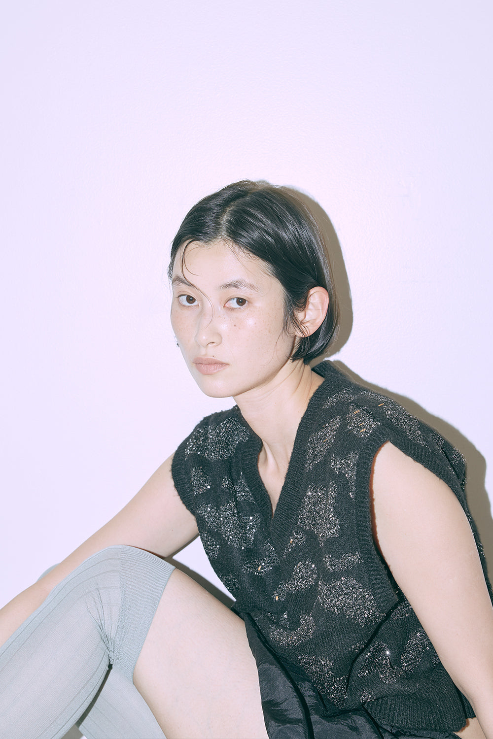 Sequin Jacquard Knit Vest