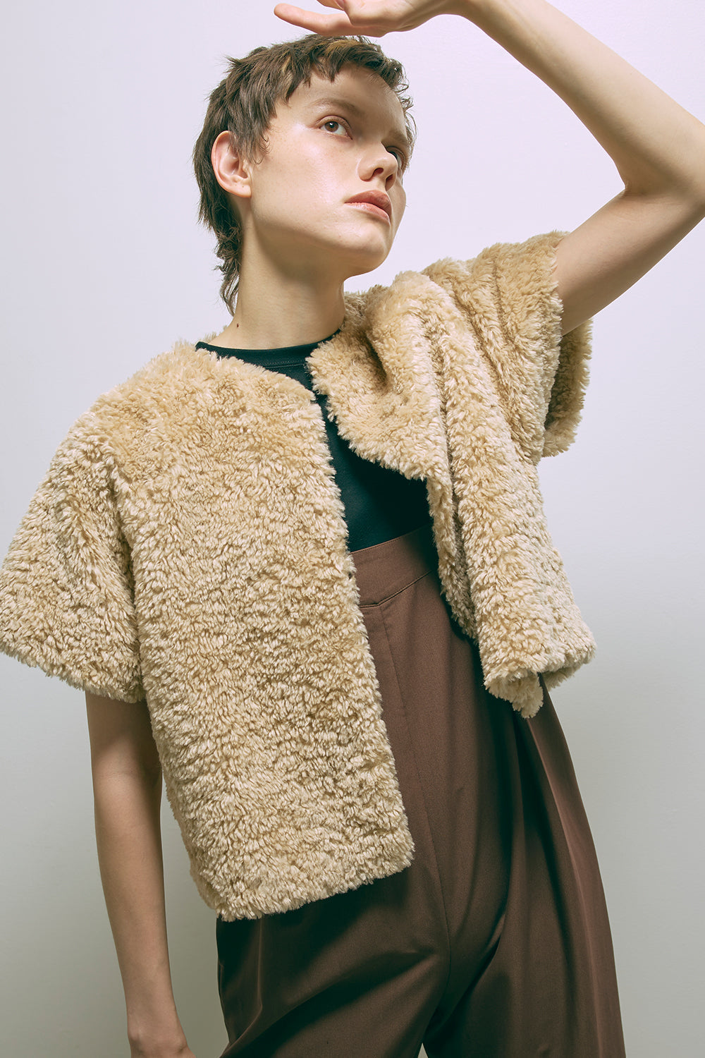 Short Sleeve Fur Jacket