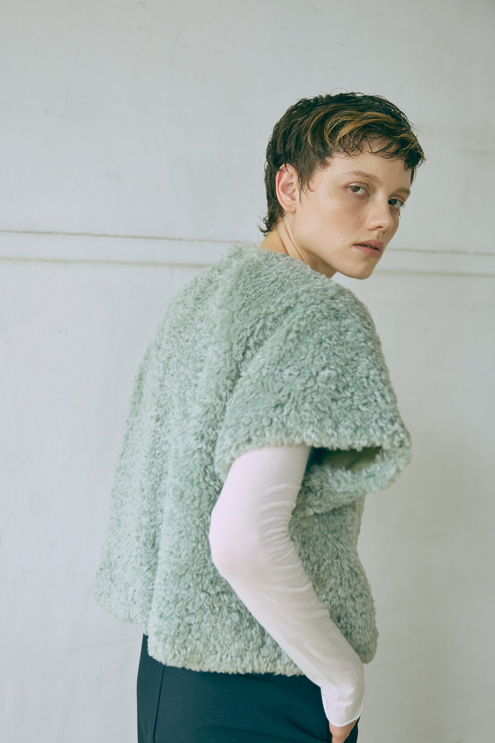 Short Sleeve Fur Jacket