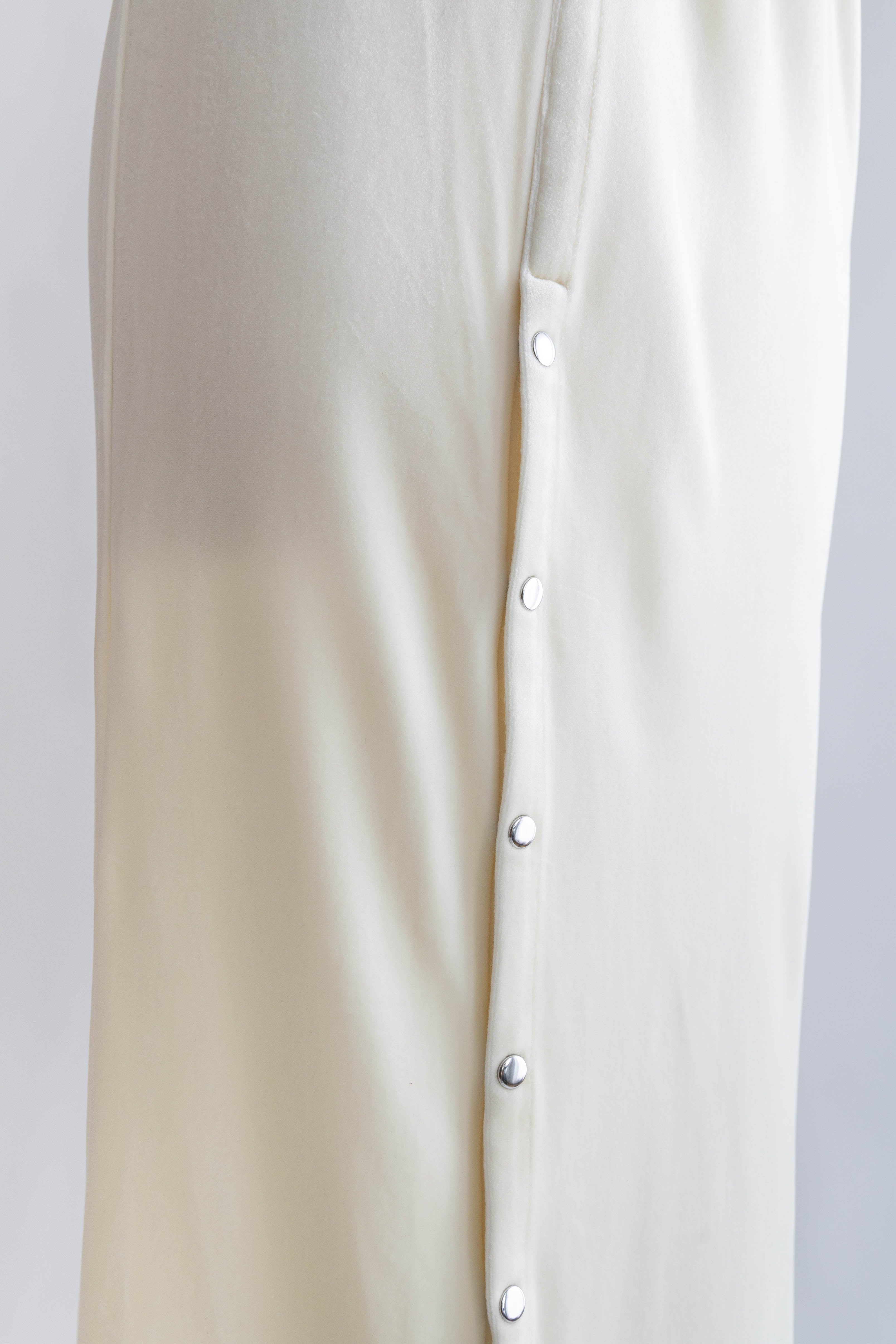 Velour Snap-Detail I-Line Skirt