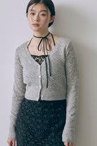 Cloud Touch Knit Cardigan 杢グレー size:F model:171cm YUUMIKO