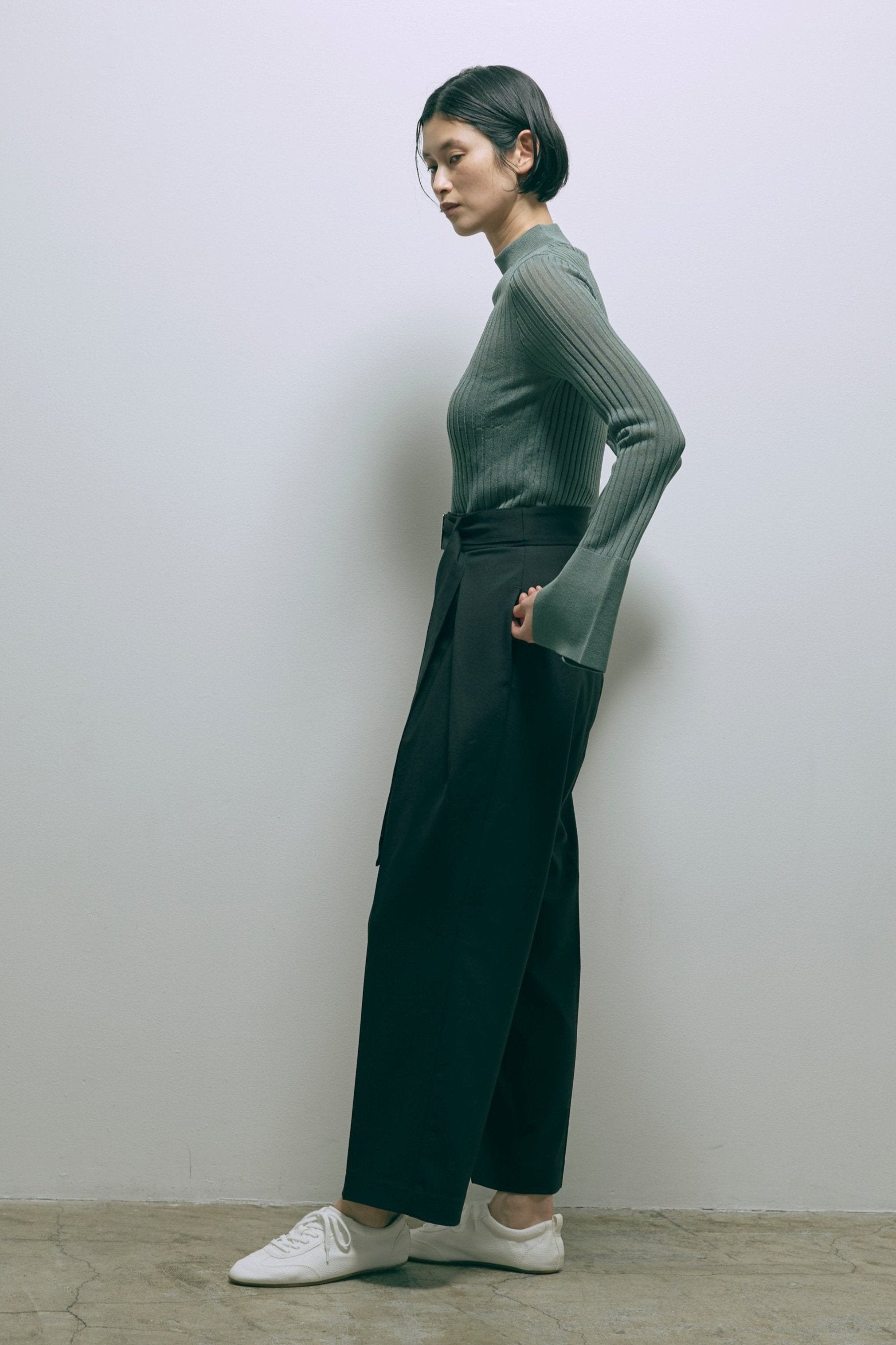 Bottleneck Sheer Rib Knit