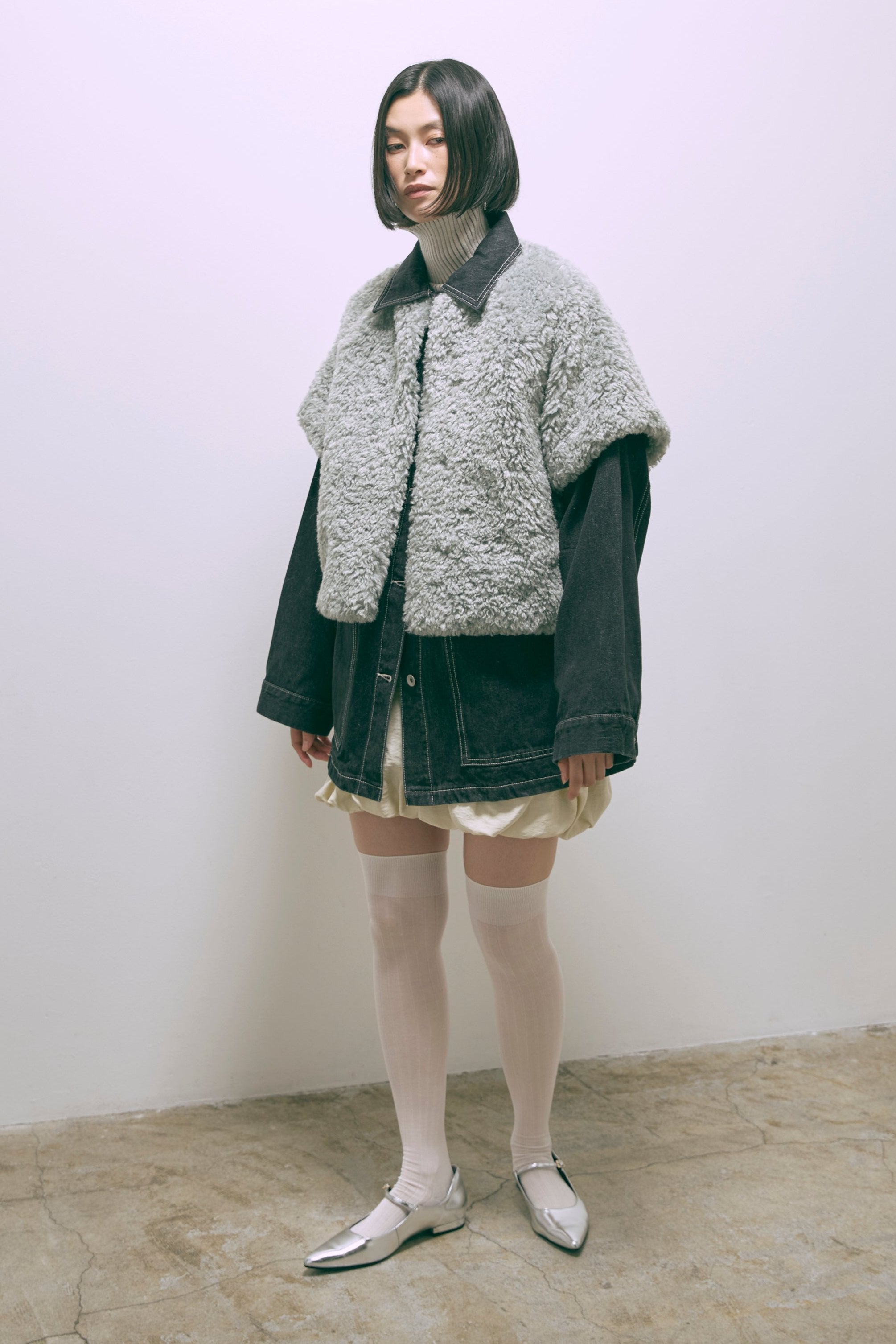 Short Sleeve Fur Jacket