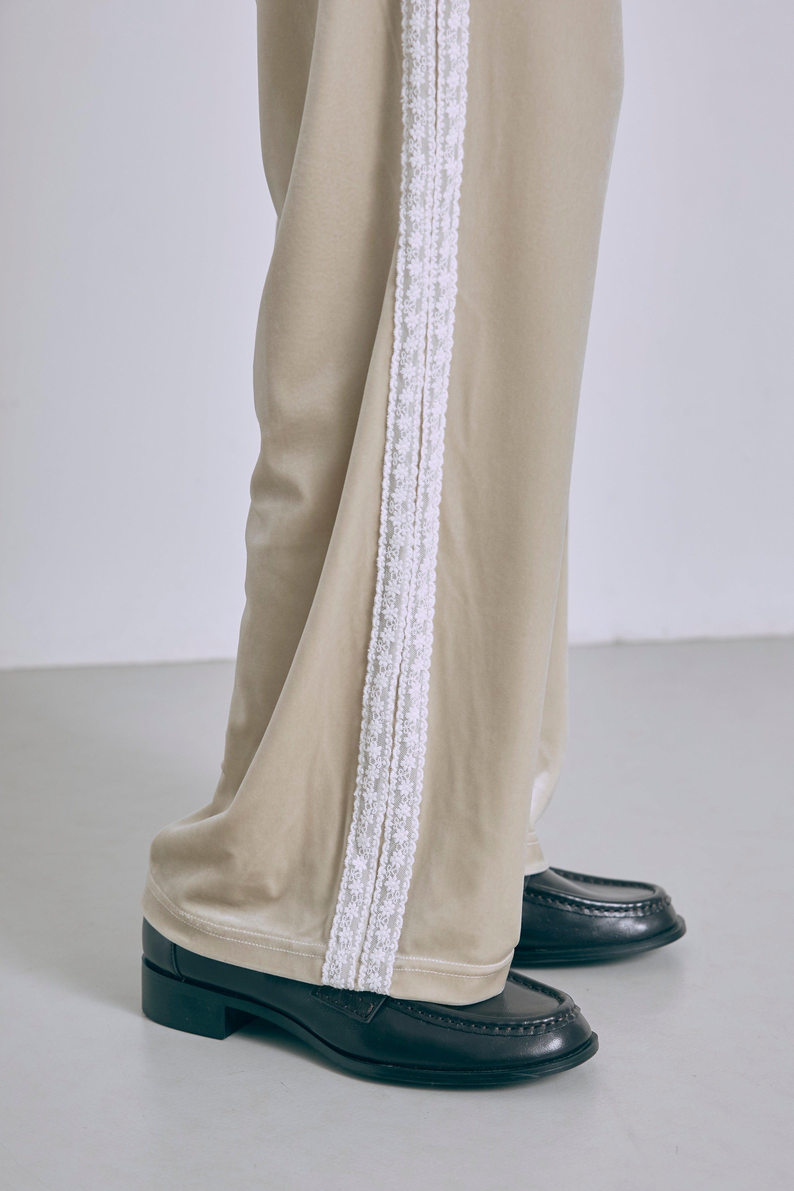 Side Lace Velour Easy Pants