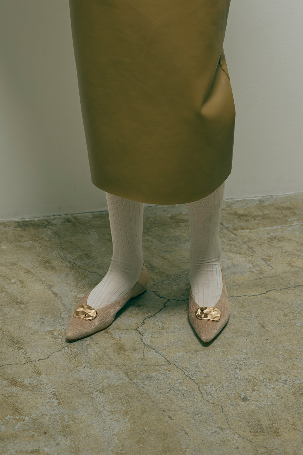2way Pointed Toe Flat Shoes ベージュ