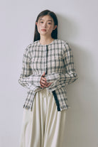 Smocked Check Blouse