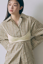 Satin Piping Checked Pajama Shirt