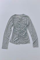 Soft Sheer Gathered Cardigan 杢グレー