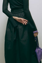 Leather Zip Drawstring Bag