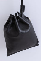 Leather Zip Drawstring Bag