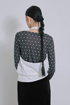 Sheer Dotted Crewneck Long Tee