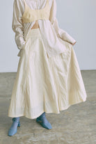 Nylon Taffeta Flared Skirt イエロー model:170cm chii