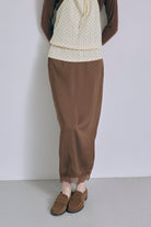 Polka Dot Satin Lace Trim Skirt