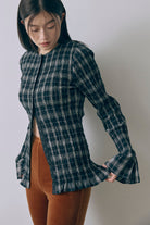Smocked Check Blouse