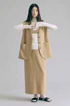 【Set Up】Faux Suede Straight Skirt