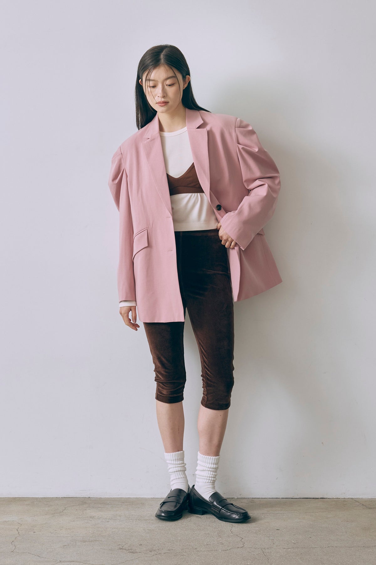 Gathered Shoulder Fitted Jacket
