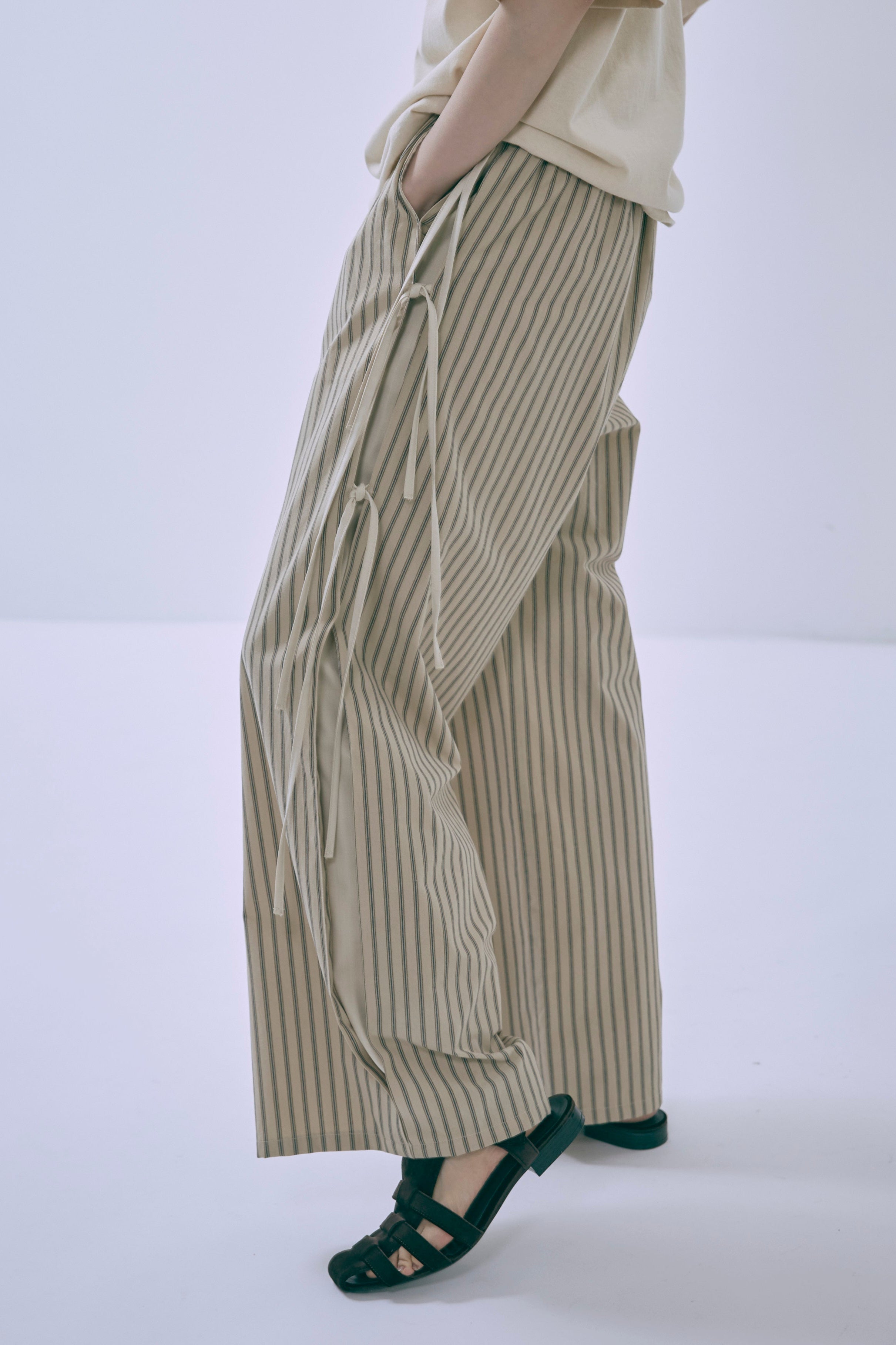 ストライプパンツ レディース Side Ribbon Stripe Pants | EN NEUME