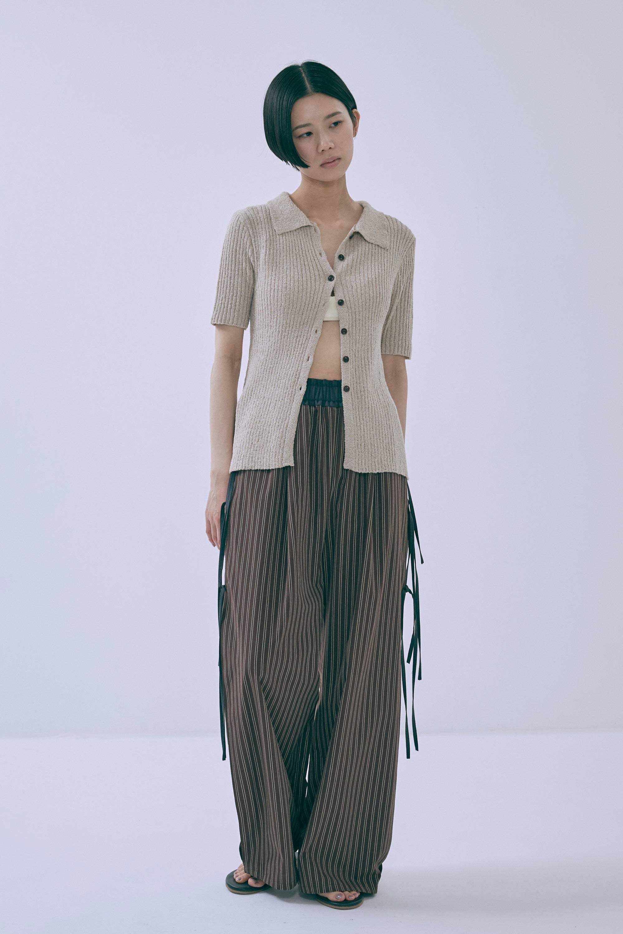 ストライプパンツ レディース Side Ribbon Stripe Pants | EN NEUME