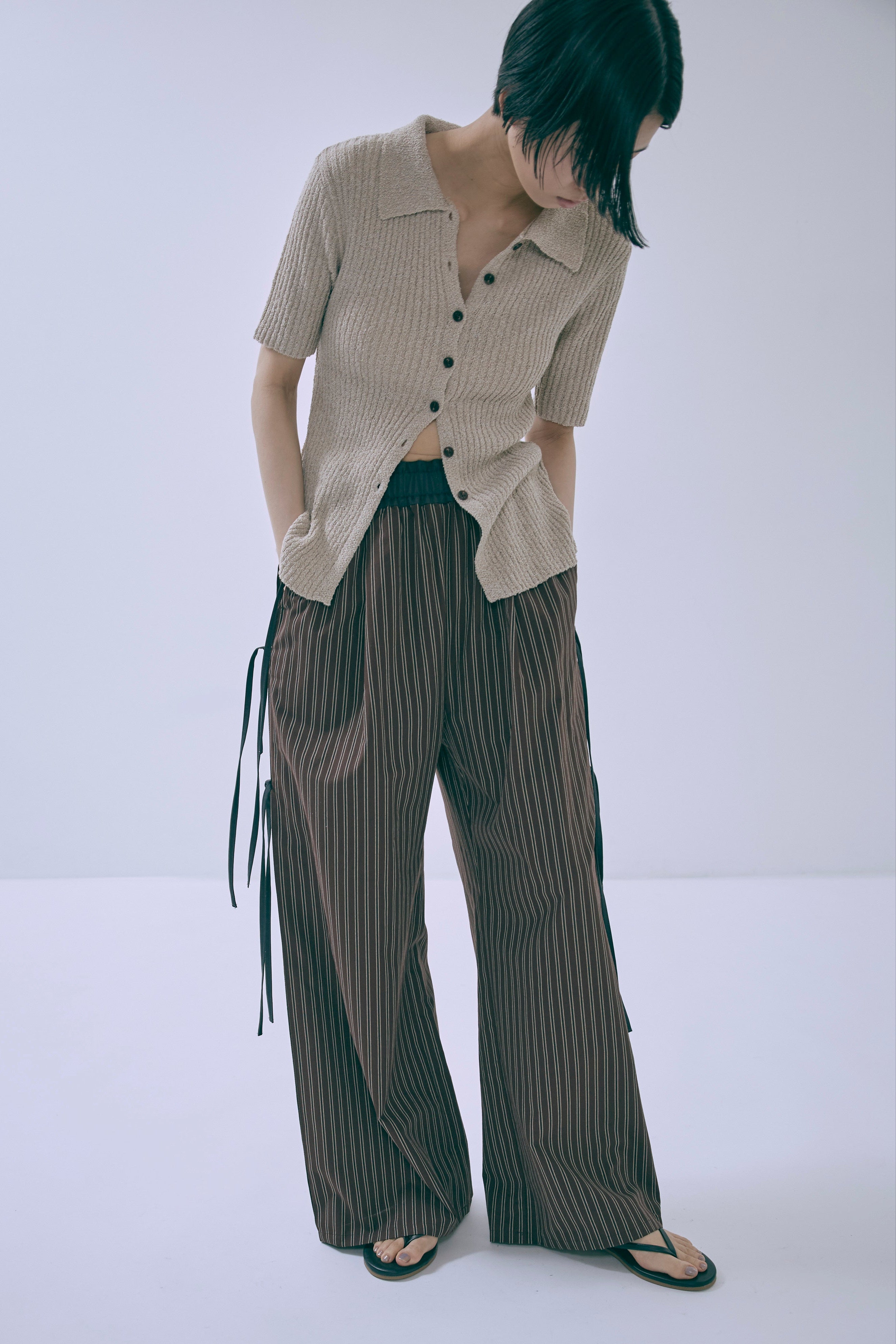 ストライプパンツ レディース Side Ribbon Stripe Pants | EN NEUME