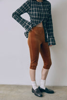 Velour Slim-Fit Biker Leggings